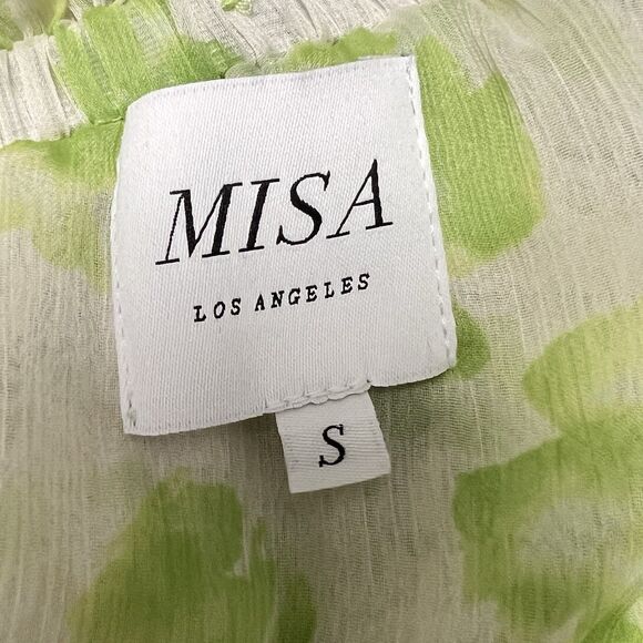 MISA LOS ANGELES Rumi One Shoulder Midi Dress Green White Honeydew Blossom Small - Picture 11 of 12